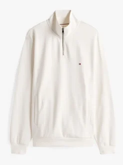 Tommy Hilfiger Cream Performance Quarter Zip Intechno Knit Jumper