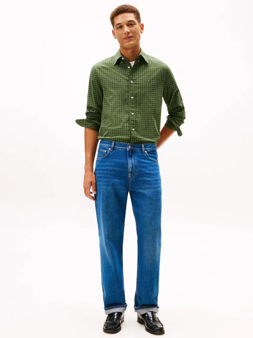 Tommy Hilfiger Green TH Flex Regular Fit Tattersall Check Shirt