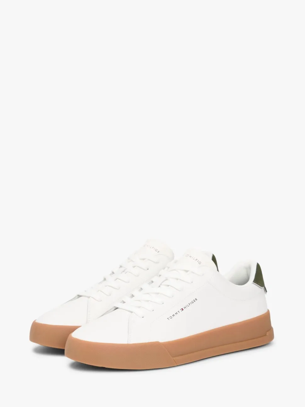 Tommy Hilfiger Natural Logo Court Trainers With Leather