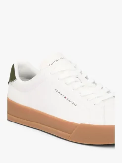 Tommy Hilfiger Natural Logo Court Trainers With Leather