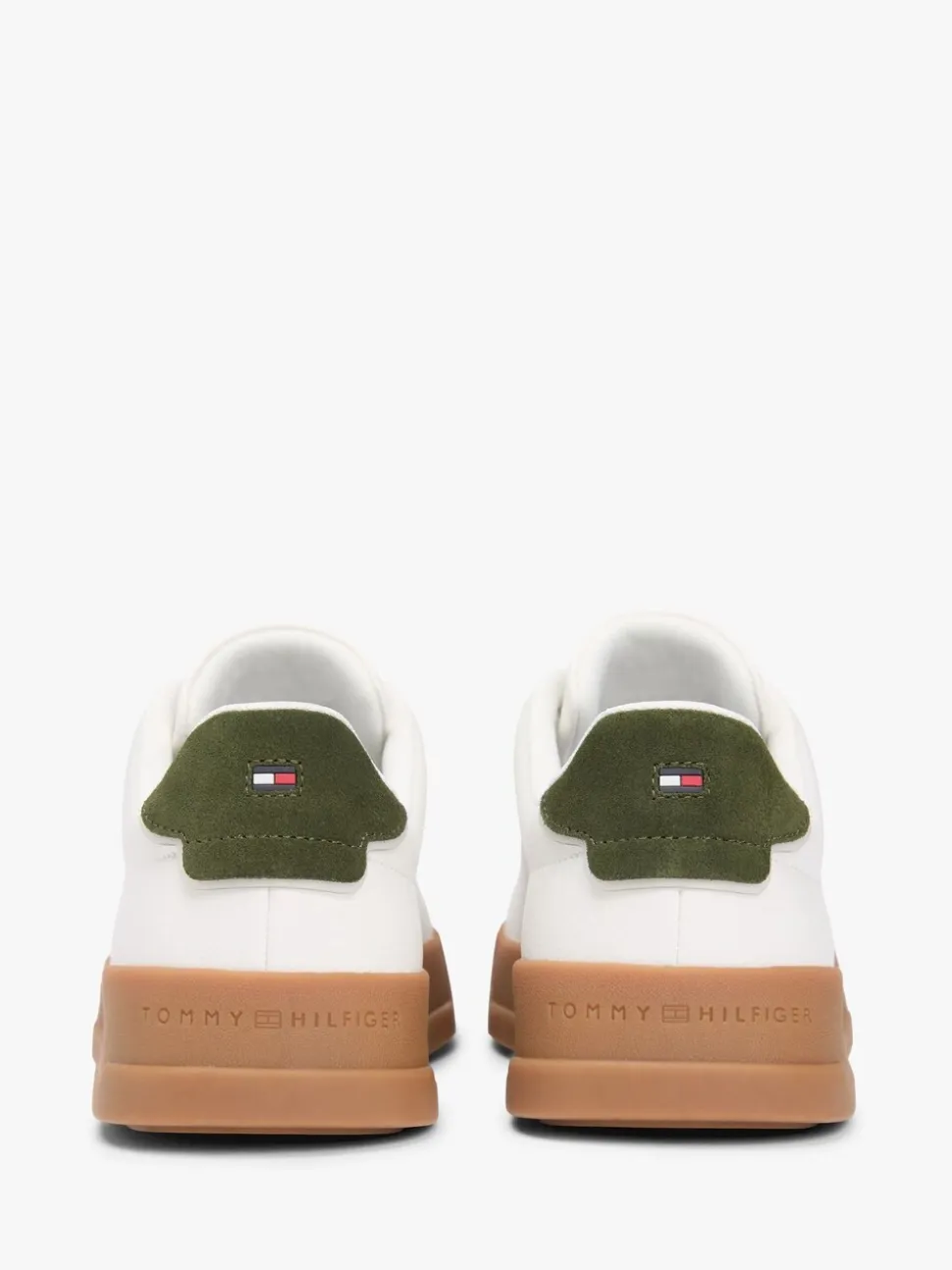 Tommy Hilfiger Natural Logo Court Trainers With Leather
