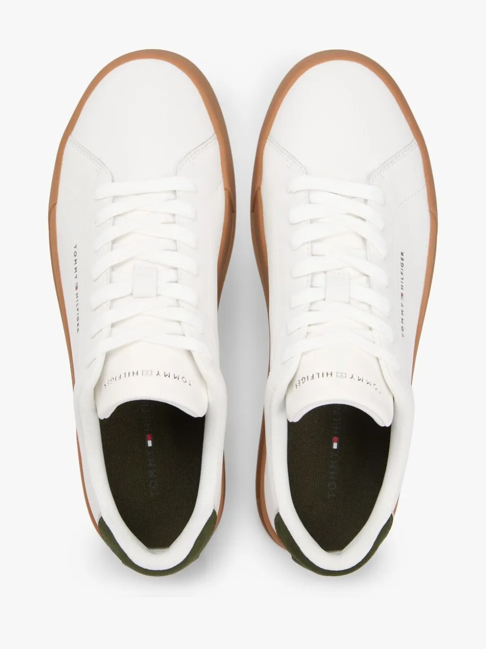 Tommy Hilfiger Natural Logo Court Trainers With Leather