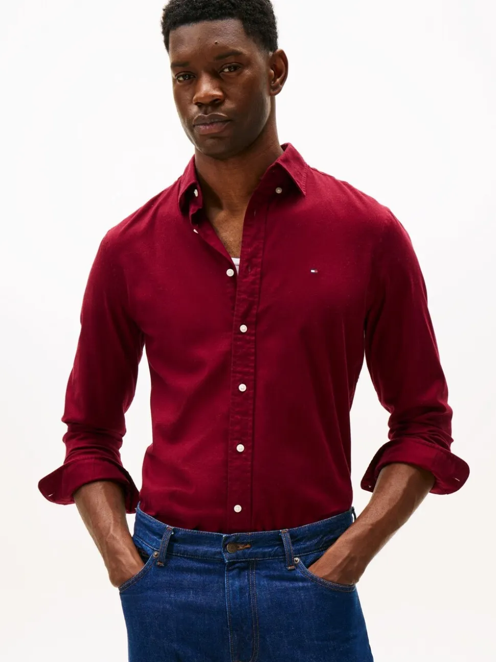 Tommy Hilfiger Red Flex Regular Fit Flannel Shirt