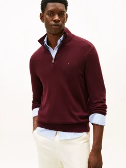 Tommy Hilfiger Red Half-Zip Jumper With Cashmere