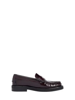 Tommy Hilfiger Red Leather Embossed Logo Loafers