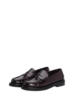 Tommy Hilfiger Red Leather Embossed Logo Loafers