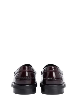Tommy Hilfiger Red Leather Embossed Logo Loafers