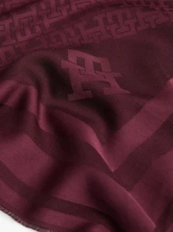 Tommy Hilfiger Red Monogram Scarf With Wool