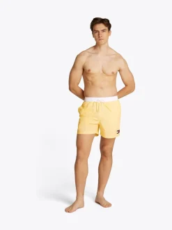 Tommy Hilfiger Yellow Medium Length Drawstring Swim Trunks