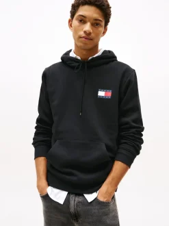 Tommy Jeans Black Essential Flag Hoodies
