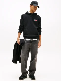 Tommy Jeans Black Essential Flag Hoodies