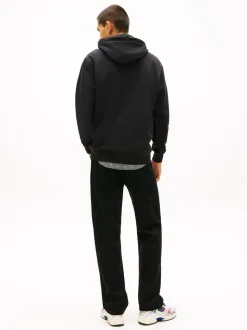 Tommy Jeans Black Linear Logo Embroidery Kangaroo Pocket Hoodie