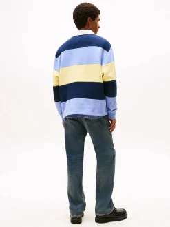 Tommy Jeans Blue Badge Stripe Relaxed Rugby Shirt