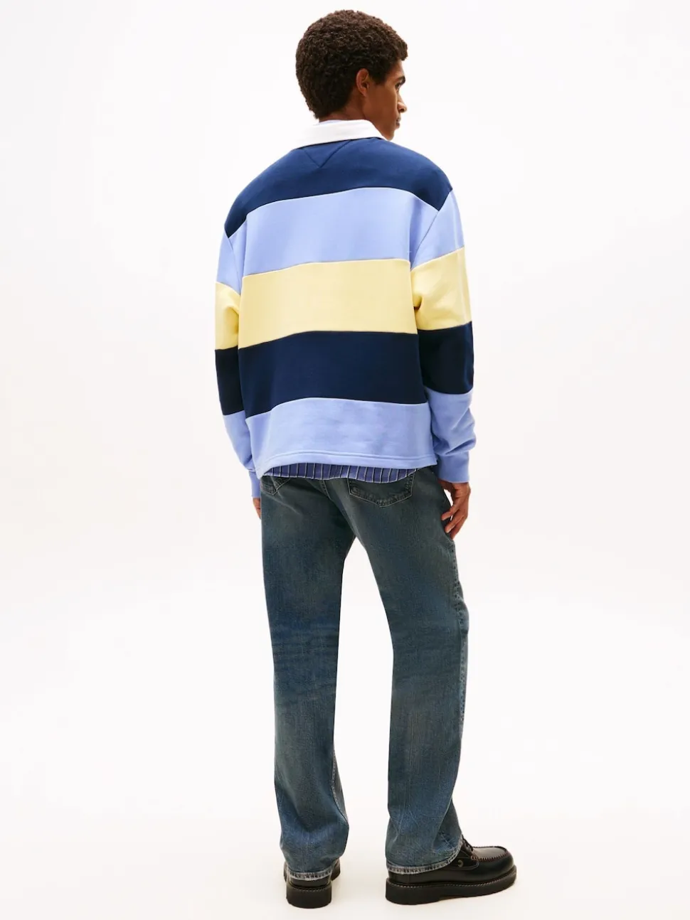 Tommy Jeans Blue Badge Stripe Relaxed Rugby Shirt