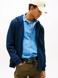 Tommy Jeans Blue Grey Flag Zip Up Hoodies