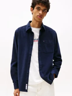 Tommy Jeans Blue Regular Fit Corduroy Shirt