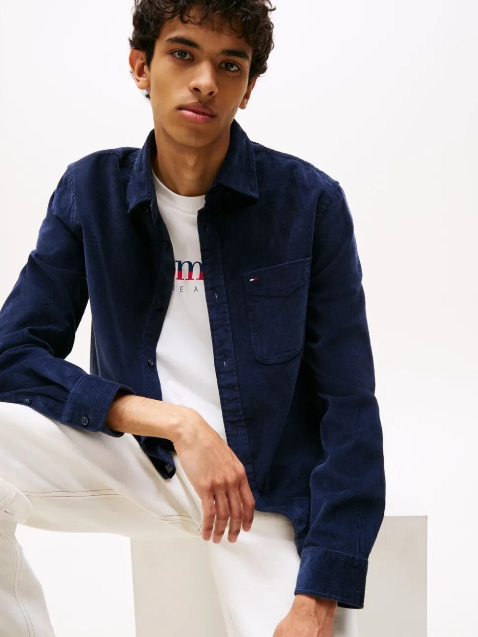Tommy Jeans Blue Regular Fit Corduroy Shirt