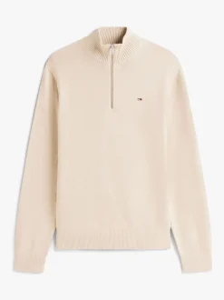 Tommy Jeans Brown Tommy Flag Quarter-Zip Slim Jumper
