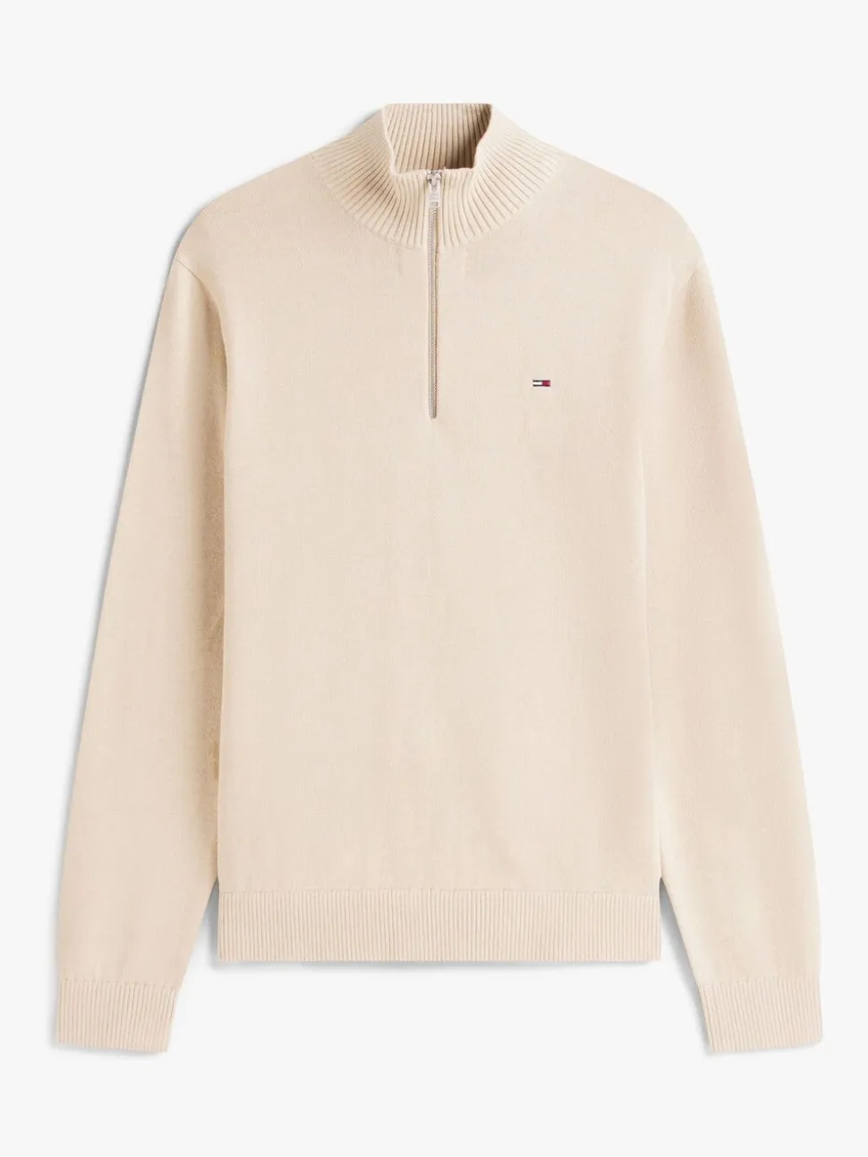Tommy Jeans Brown Tommy Flag Quarter-Zip Slim Jumper