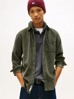 Tommy Jeans Green Regular Fit Corduroy Shirt