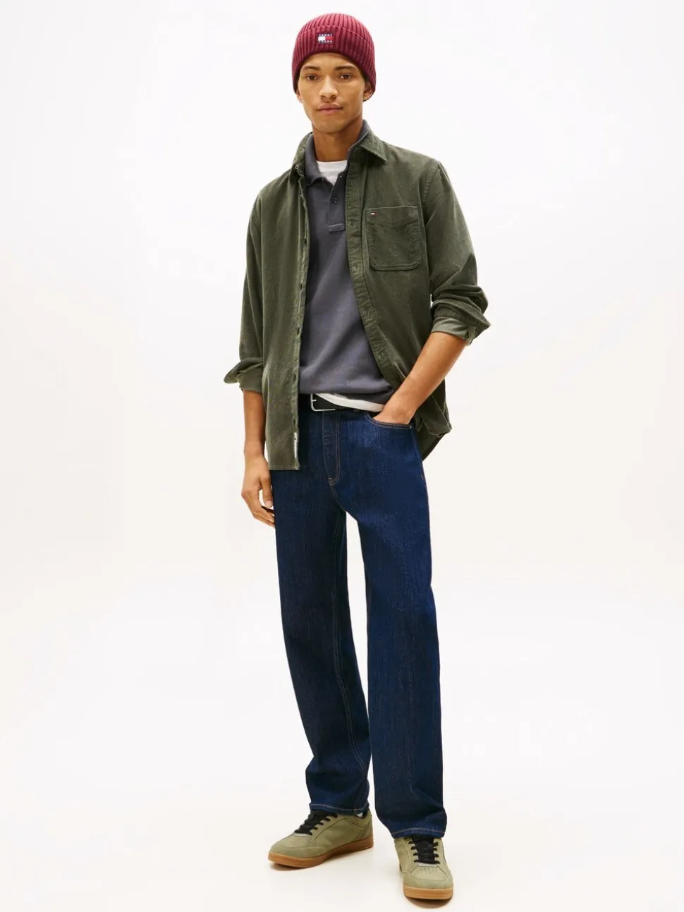 Tommy Jeans Green Regular Fit Corduroy Shirt