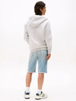 Tommy Jeans Grey Grey Flag Zip Up Hoodies