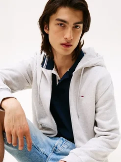Tommy Jeans Grey Grey Flag Zip Up Hoodies