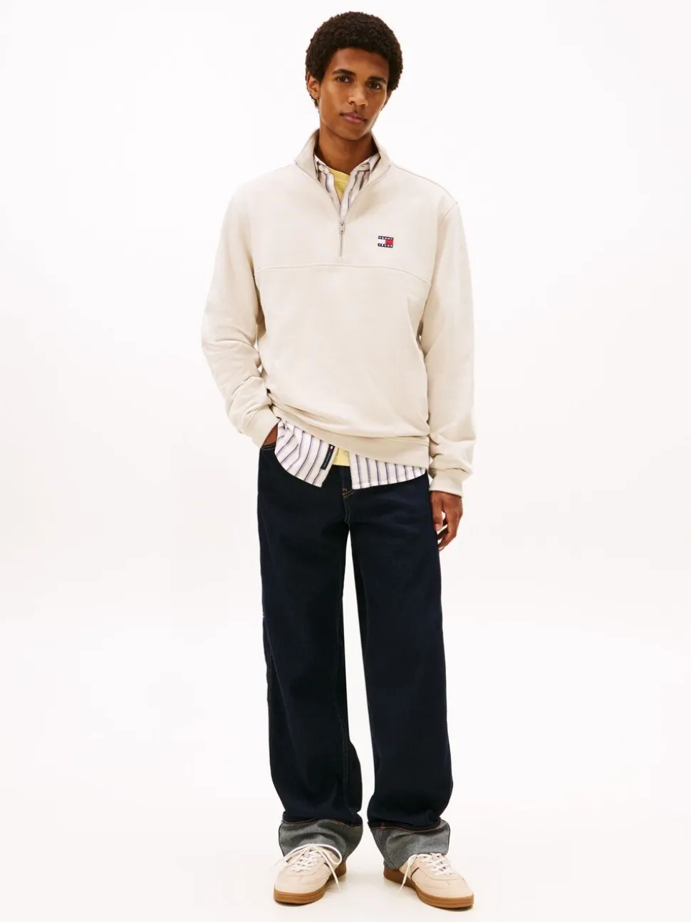 Tommy Jeans White Badge Quarter-Zip Jumper