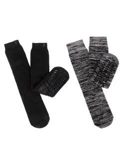 Totes Black Mens Bundle Thermal Brushed Socks 2 Pack