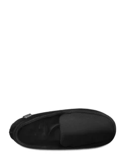 Totes Black Mens Isotoner Square Patterned Smart Moccasin Slippers