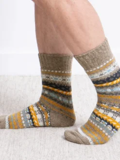 Totes Blue Toasties Mens Wool Blend Fair Isle Slipper Socks