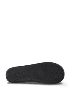 Totes Grey Isotoner Mens Felt Full Back Slippers With Pull Toggle