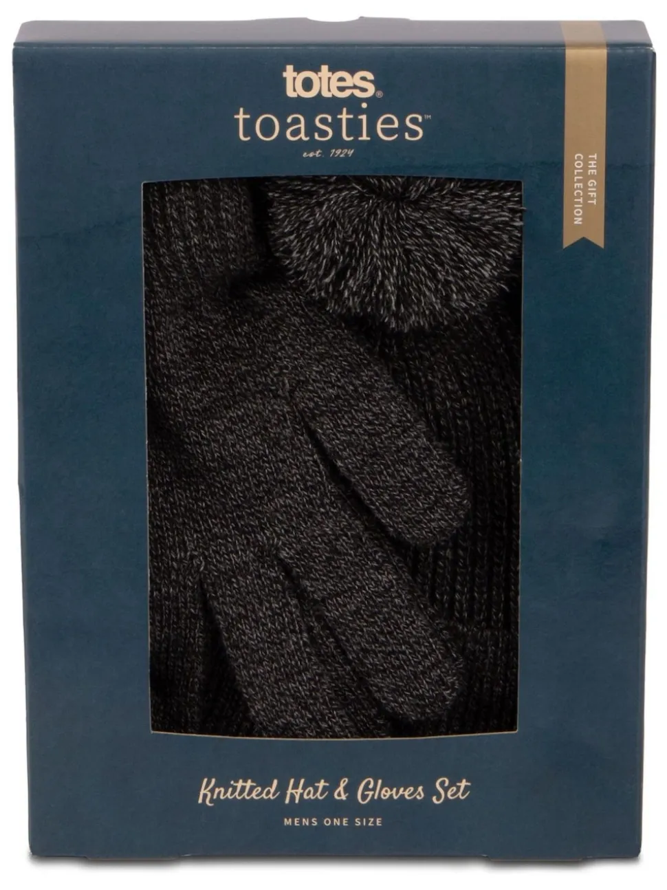 Totes Grey Mens Winter Hat and Glove Set
