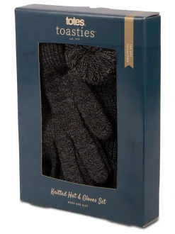 Totes Grey Mens Winter Hat and Glove Set