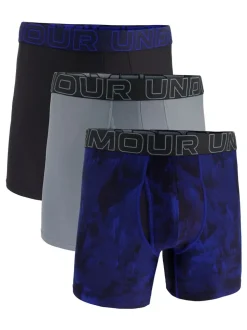 Under Armour Blue Tech Print 6 Inch Boxers 3 Pack