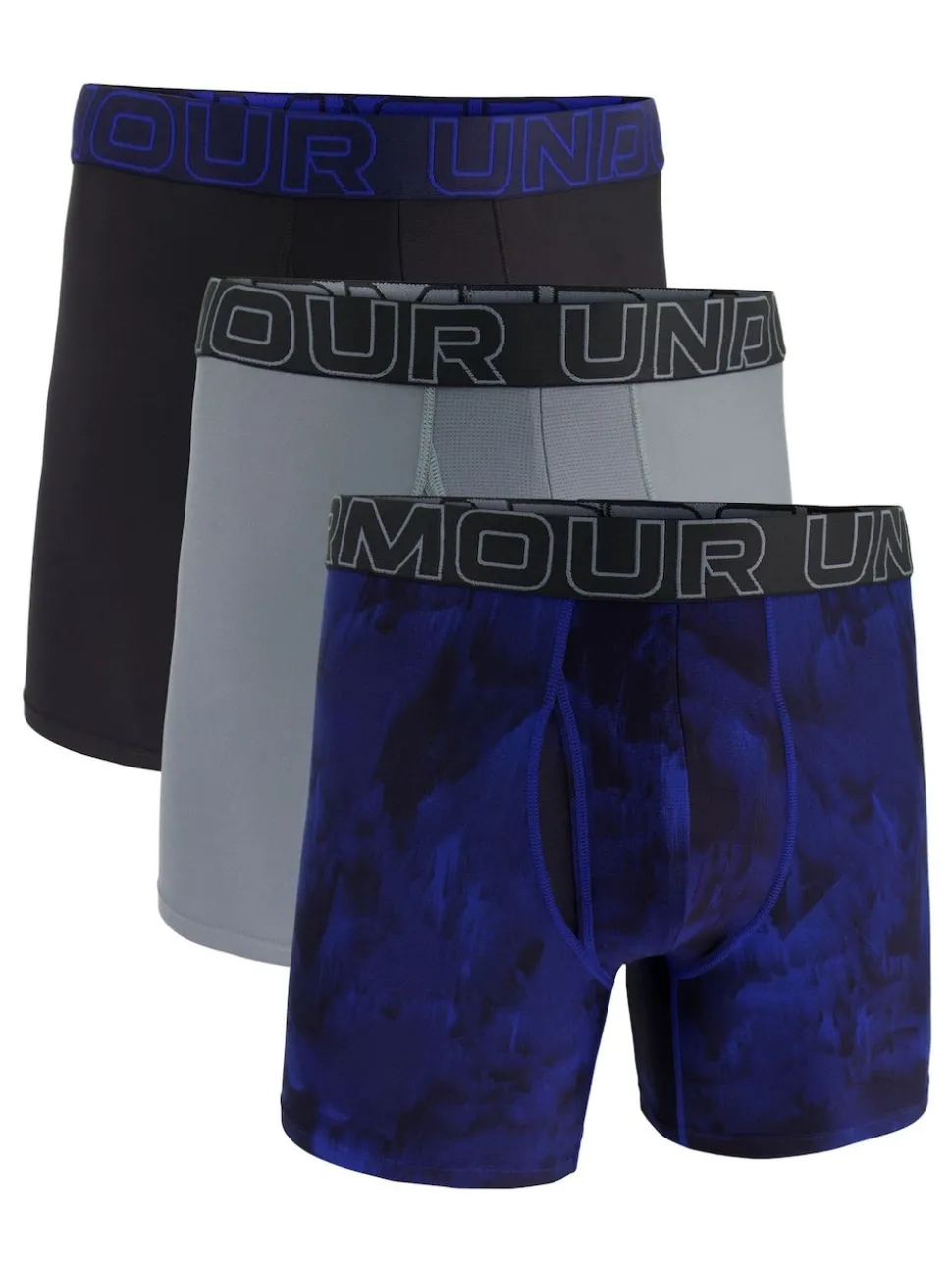 Under Armour Blue Tech Print 6 Inch Boxers 3 Pack