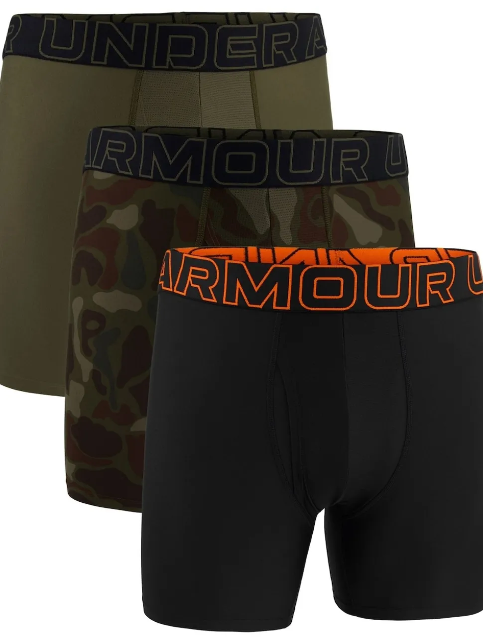 Under Armour Green Tech Print 6 Inch Boxers 3 Pack