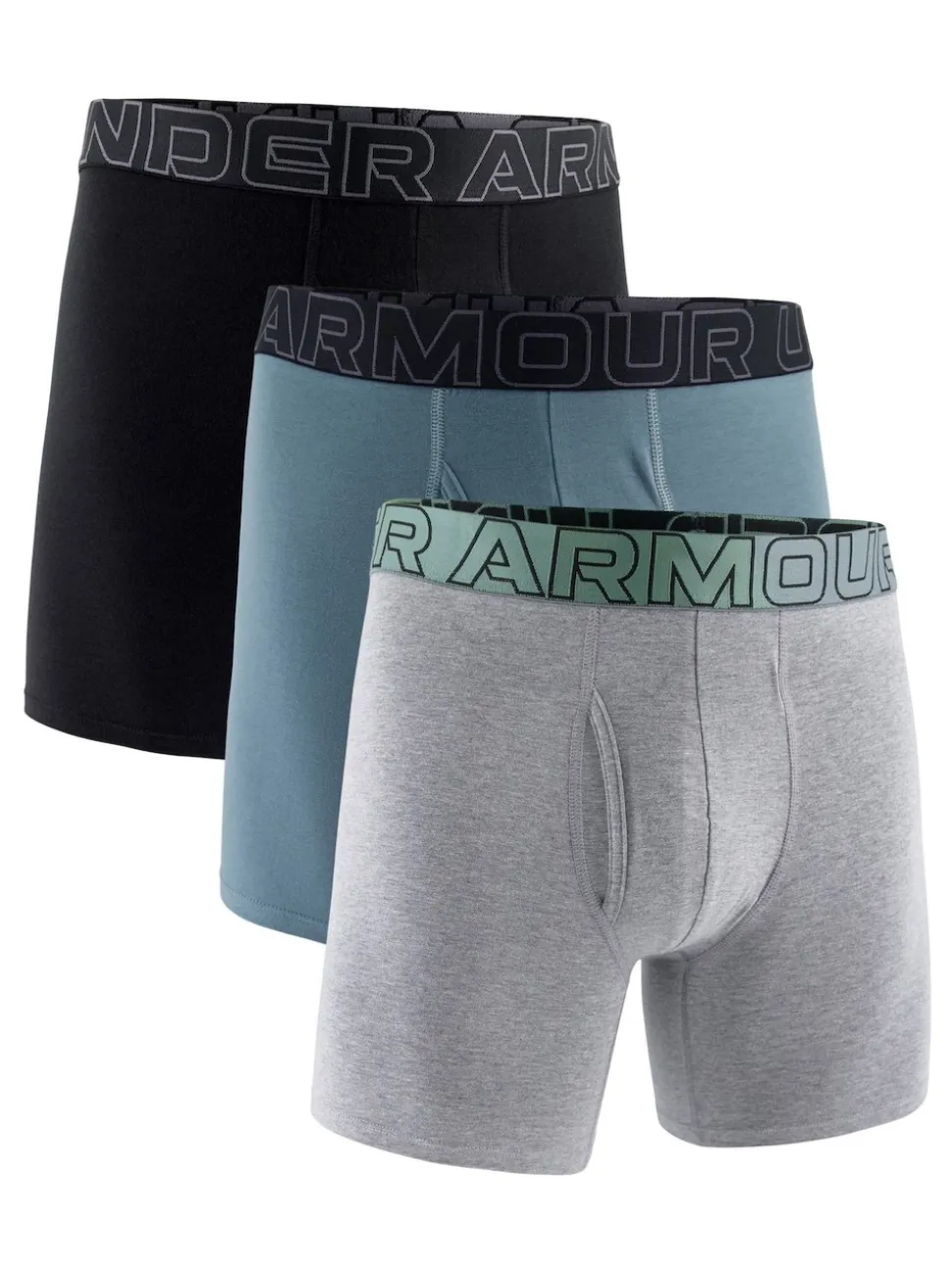 Under Armour Grey 100% Cotton Performance Tech 6in Boxers 3 Pack