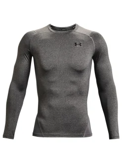 Under Armour Grey HeatGear Fitted Long Sleeve Base Layer T-Shirt