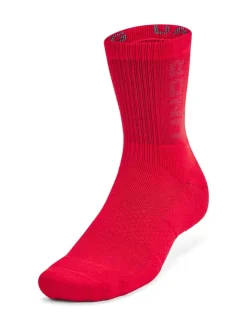 Under Armour Red Marun UA 3-Maker 3pk Mid-Crew