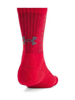Under Armour Red Marun UA 3-Maker 3pk Mid-Crew