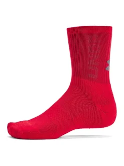 Under Armour Red Marun UA 3-Maker 3pk Mid-Crew