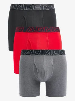 Under Armour Red/Grey 100% Cotton Performance Tech 6in Boxers 3 Pack