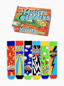 United Odd Socks Yellow Super Hero Comic Socks 6 pack