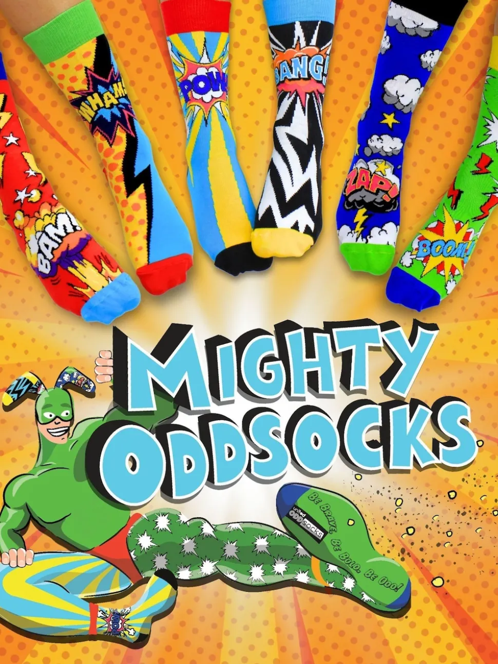 United Odd Socks Yellow Super Hero Comic Socks 6 pack
