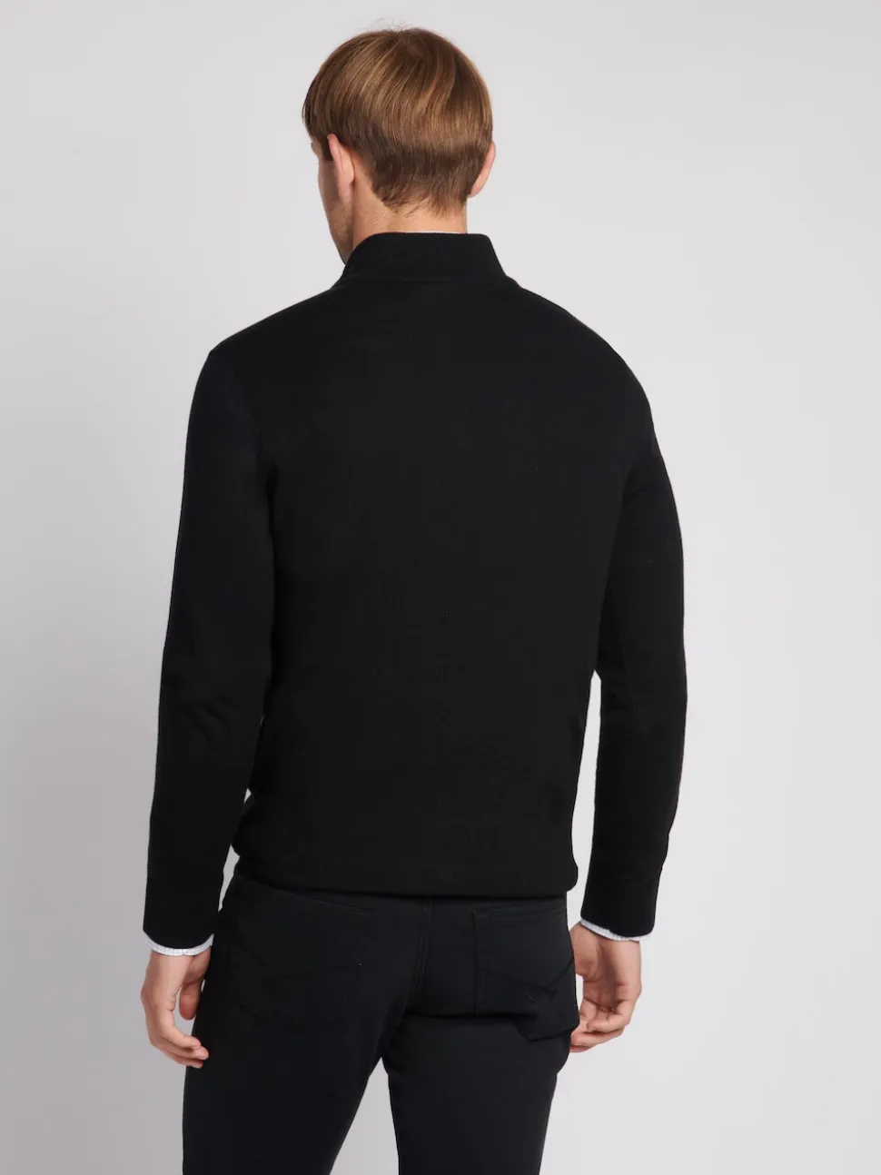 U.S. Polo Assn. Black Cotton Funnel Neck 1/4 Zip Knit