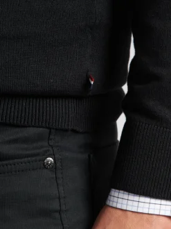 U.S. Polo Assn. Black Cotton Funnel Neck 1/4 Zip Knit