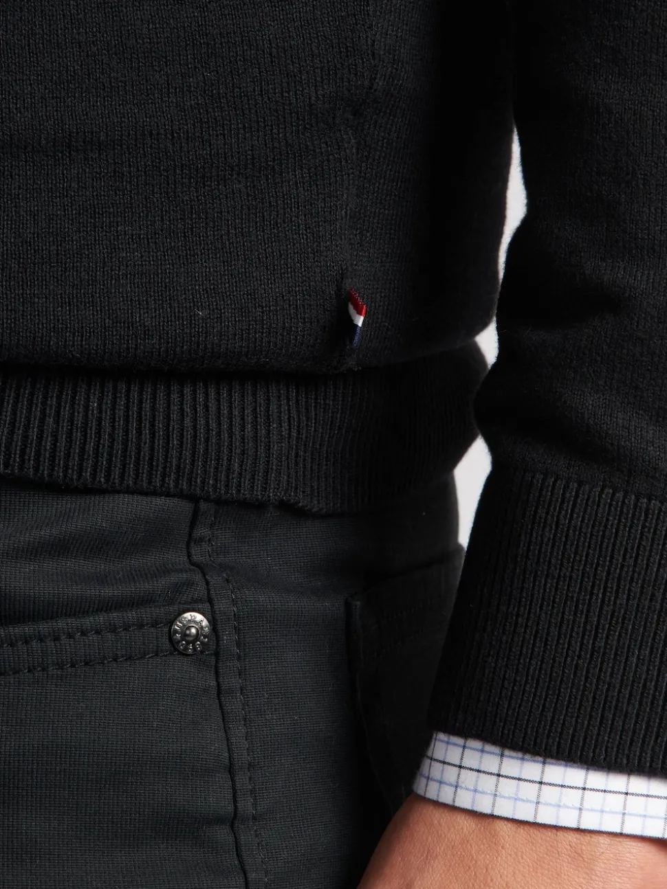 U.S. Polo Assn. Black Cotton Funnel Neck 1/4 Zip Knit