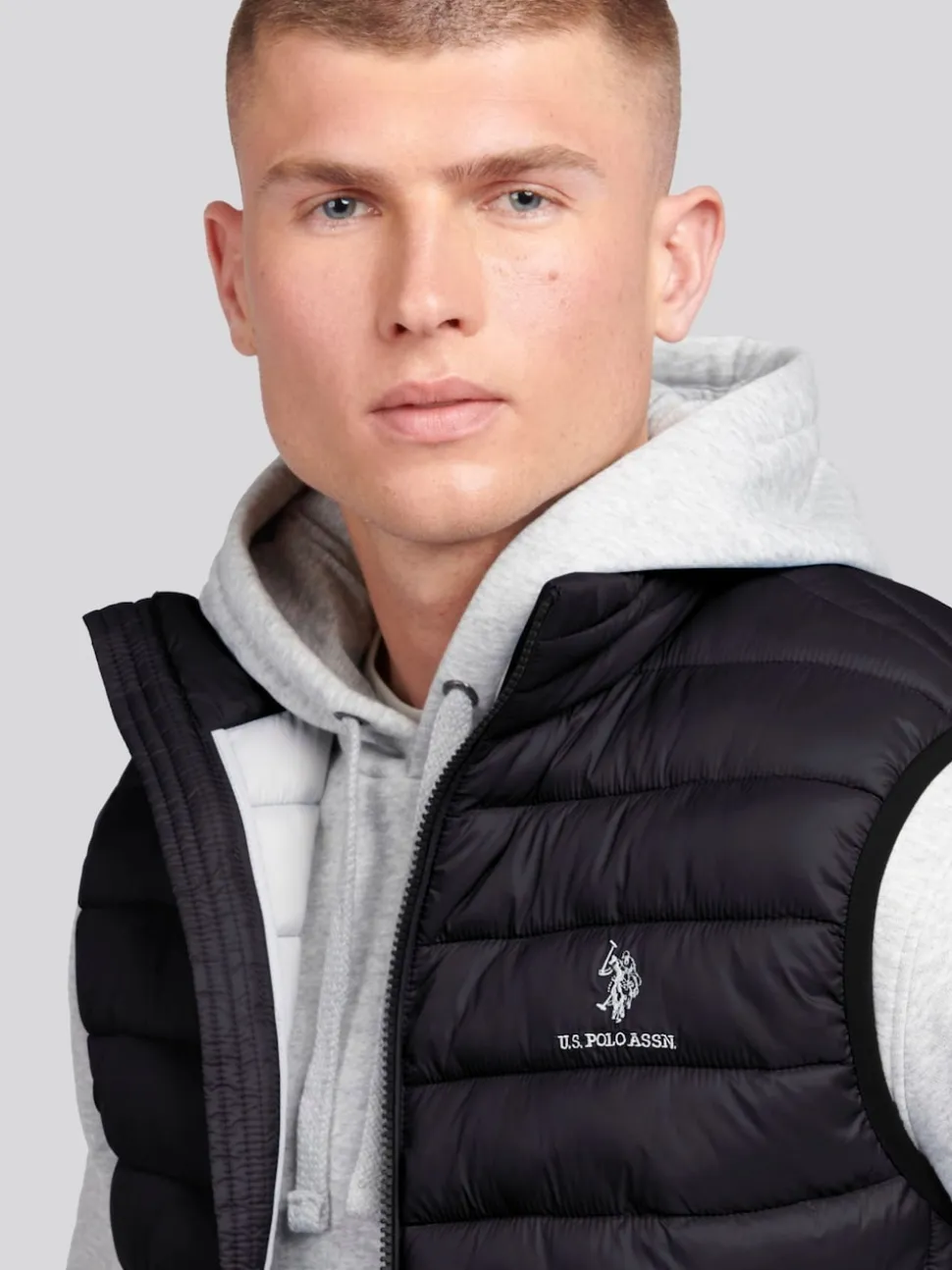 U.S. Polo Assn. Black Mens Bound Quilted Gilet