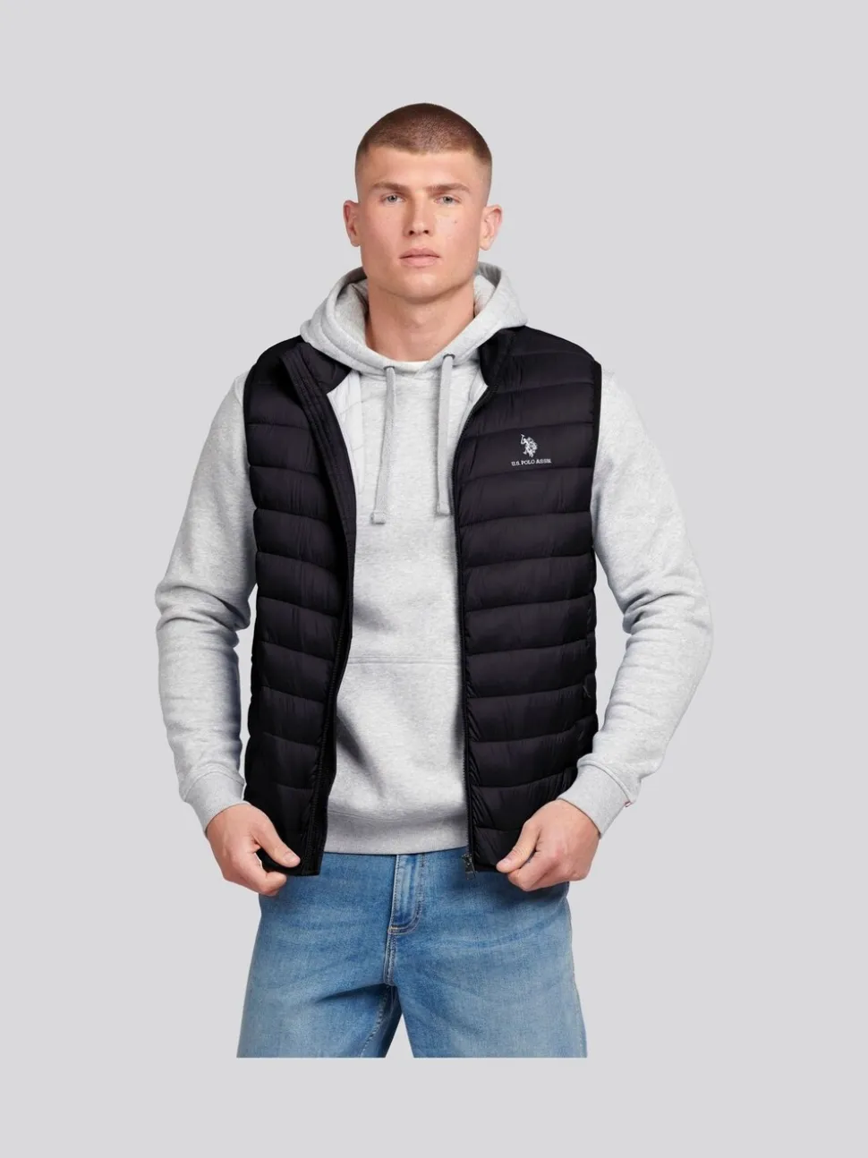 U.S. Polo Assn. Black Mens Bound Quilted Gilet